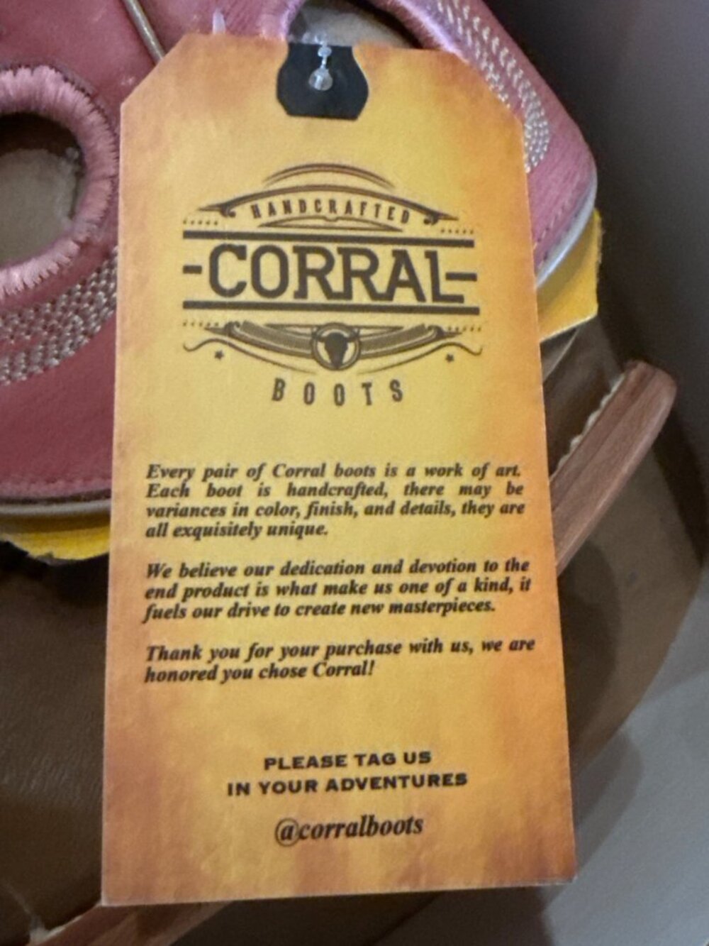 Corral Ladies Embroidered Brown & Pink Western Boots Size 6.5 new in Box - Picture 4 of 8